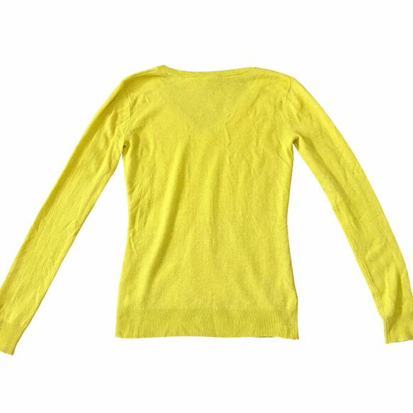 BCBGMAXAZRIA Womens Cashmere Blend Long Sleeve Top XXS Chartreuse Preppy Vibrant - Picture 2 of 8